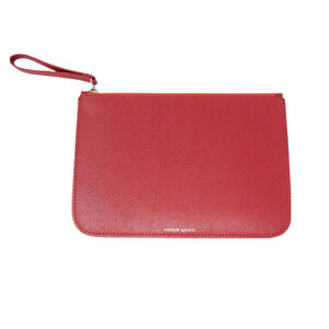 Mansur Gavriel Red Saffiano Leather Wristlet Clutch Bag Wallet Zip Top Pouch